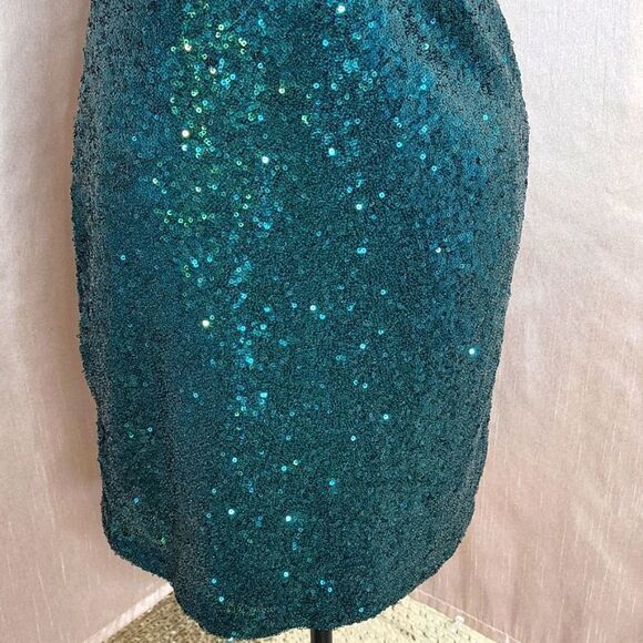 BABE SOCIETY "Doin Numbers" Emerald and Silver Sequin Cocktail‎ Dress Medium - Picture 3 of 8